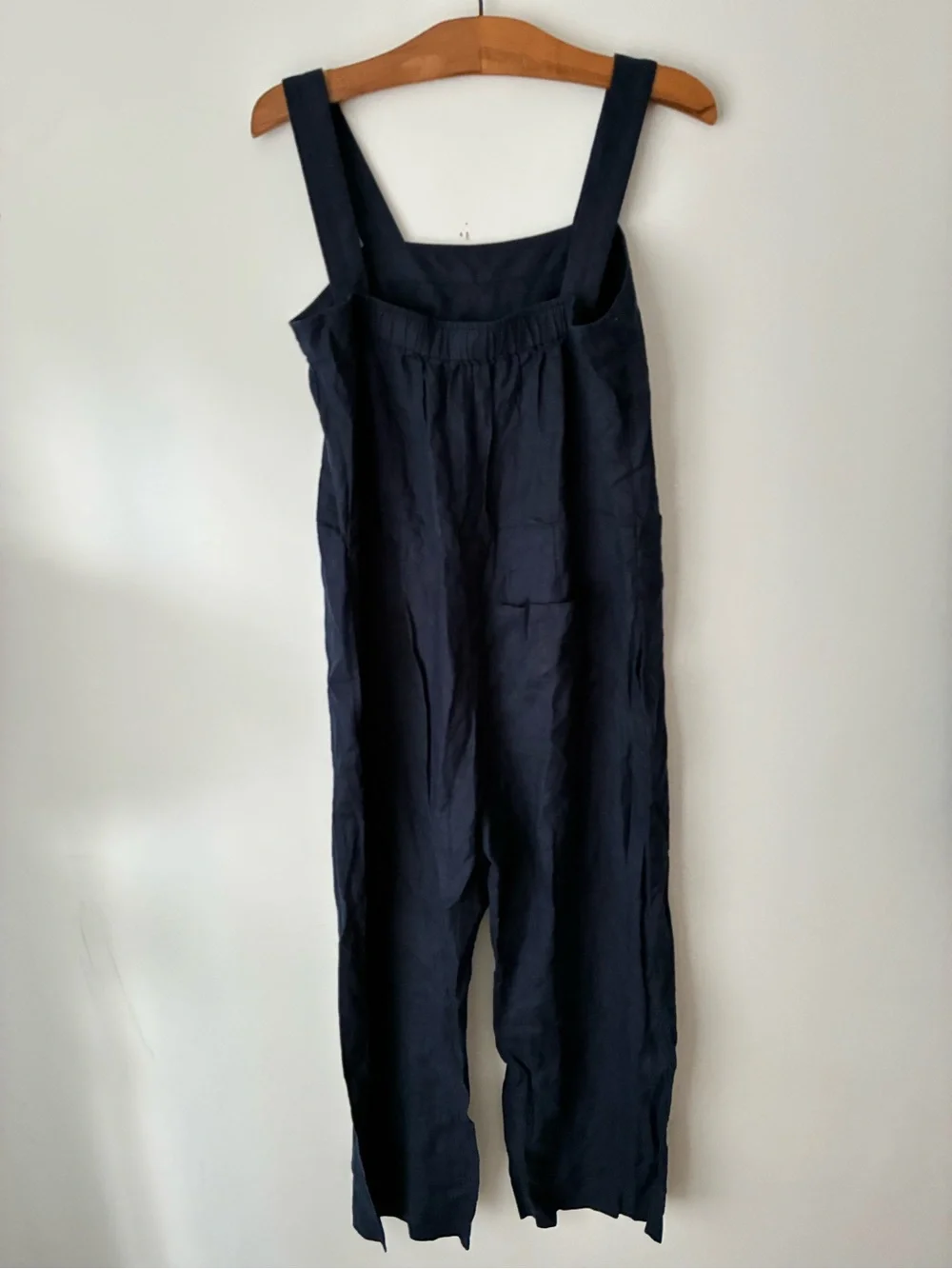 Quince Jumpsuit Women’s Small 100% European Linen Square Neck Jumpsuit Navy